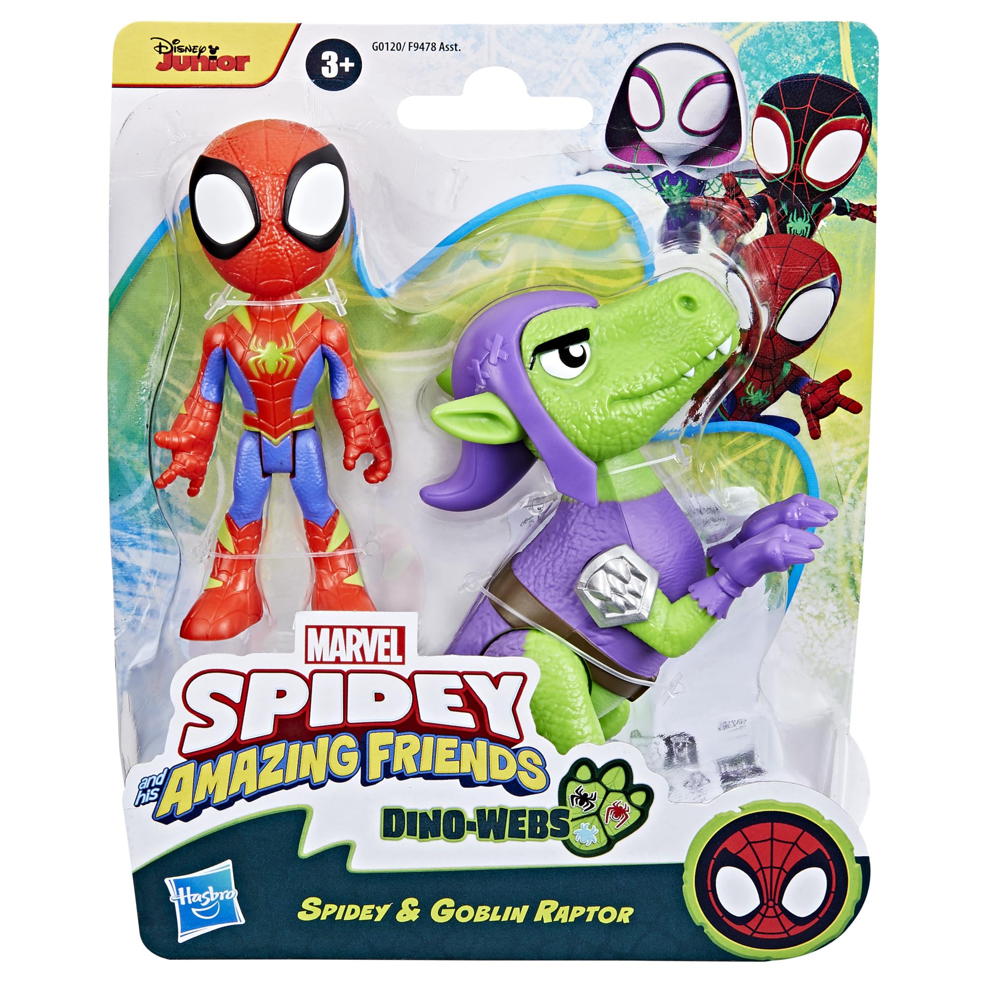 Spidey figure with Dino-Webs suit deco sparks pretend adventures for preschoolers.