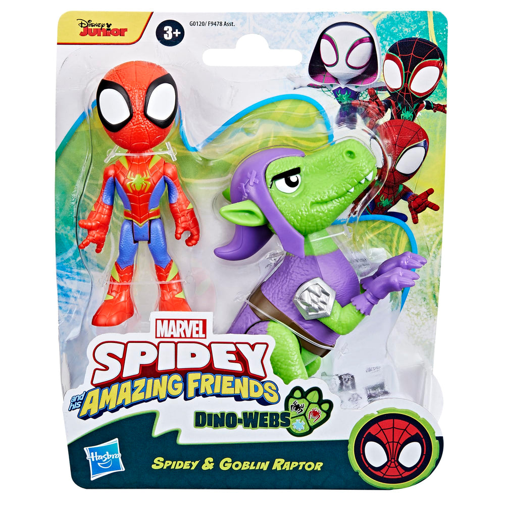 Spidey figure with Dino-Webs suit deco sparks pretend adventures for preschoolers.