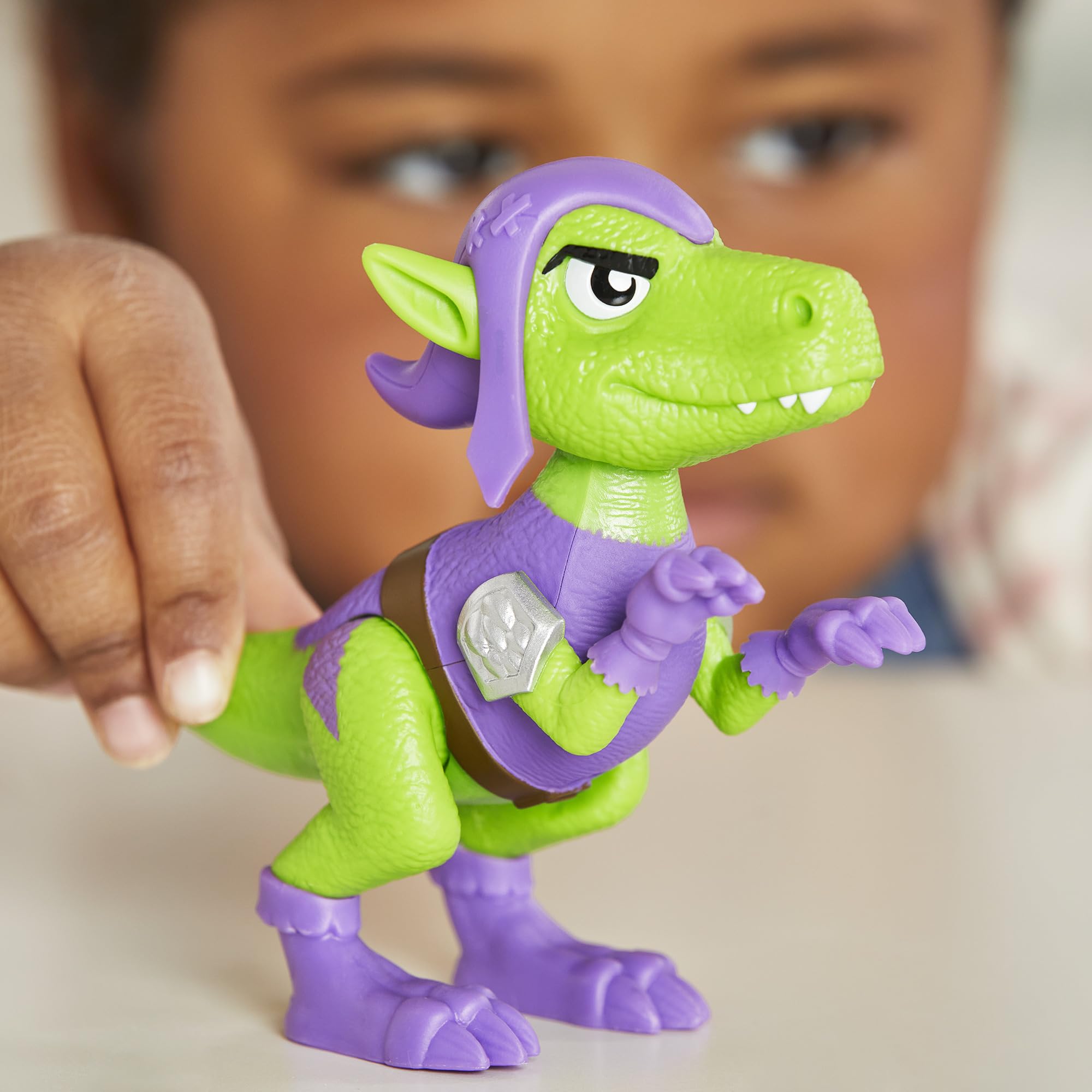Goblin Raptor dino poseable figure adds villain energy to Dino-Webs playtime.