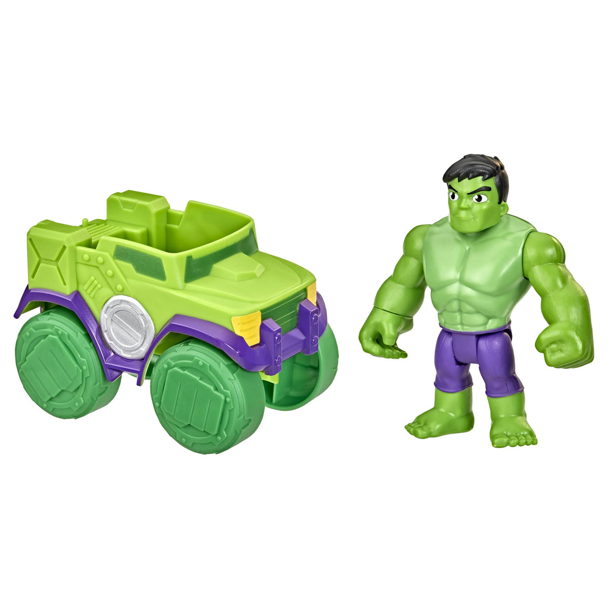 Spidey and His Amazing Friends Hulk action figure ready for imaginative rescue play.