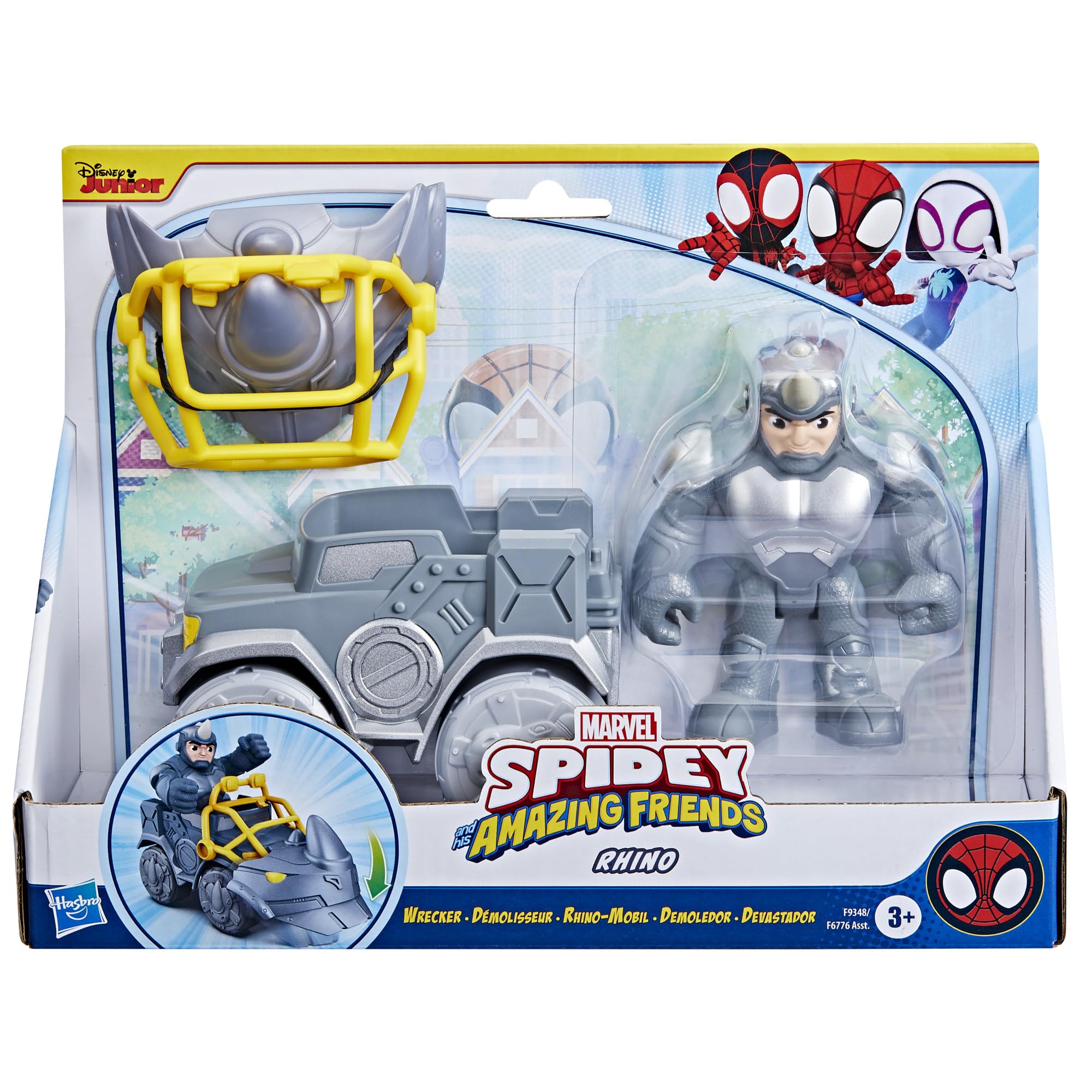 Spidey and His Amazing Friends Rhino Wrecker vehicle in motion for fast pretend rescues.