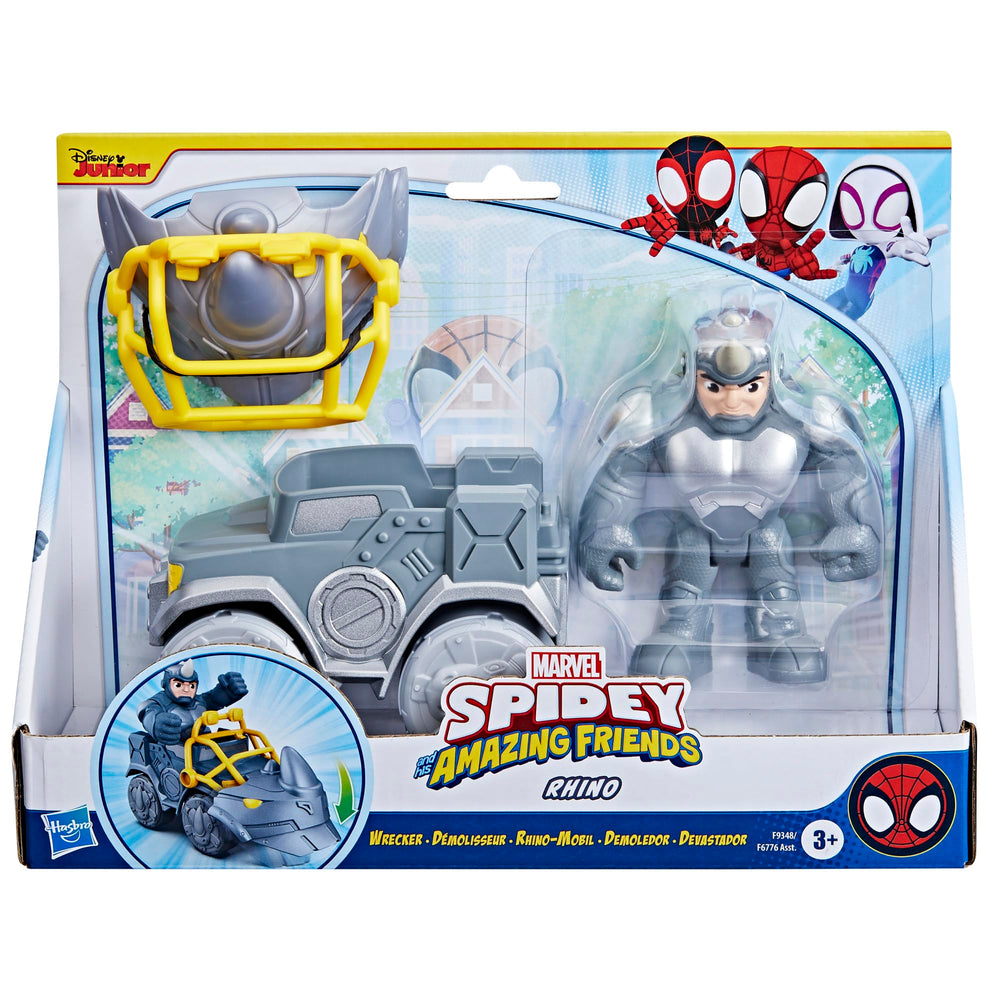 Spidey and His Amazing Friends Rhino Wrecker vehicle in motion for fast pretend rescues.