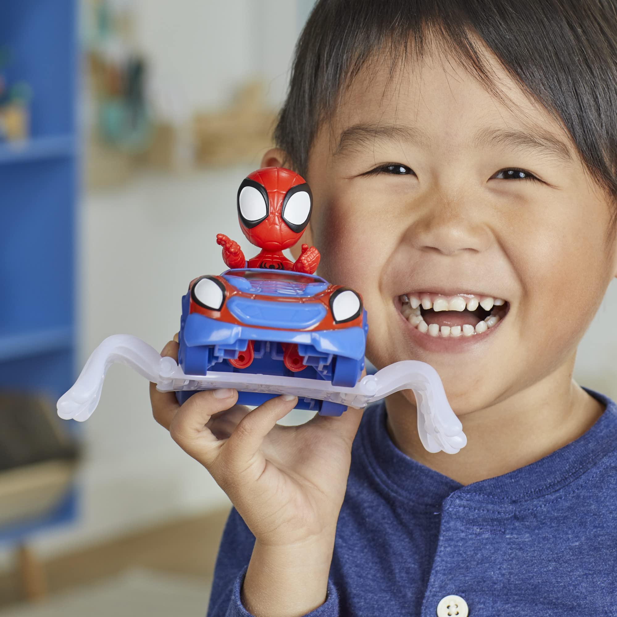 Spidey web crawler vehicle for kids' rescue play with teammates.