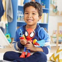 Display-ready Spidey figure pairs with other Spidey toys.