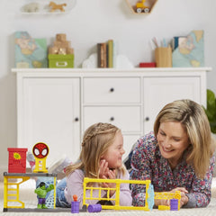Spidey and His Amazing Friends Hulk’s Smash Yard barrels support stacking and crashing play