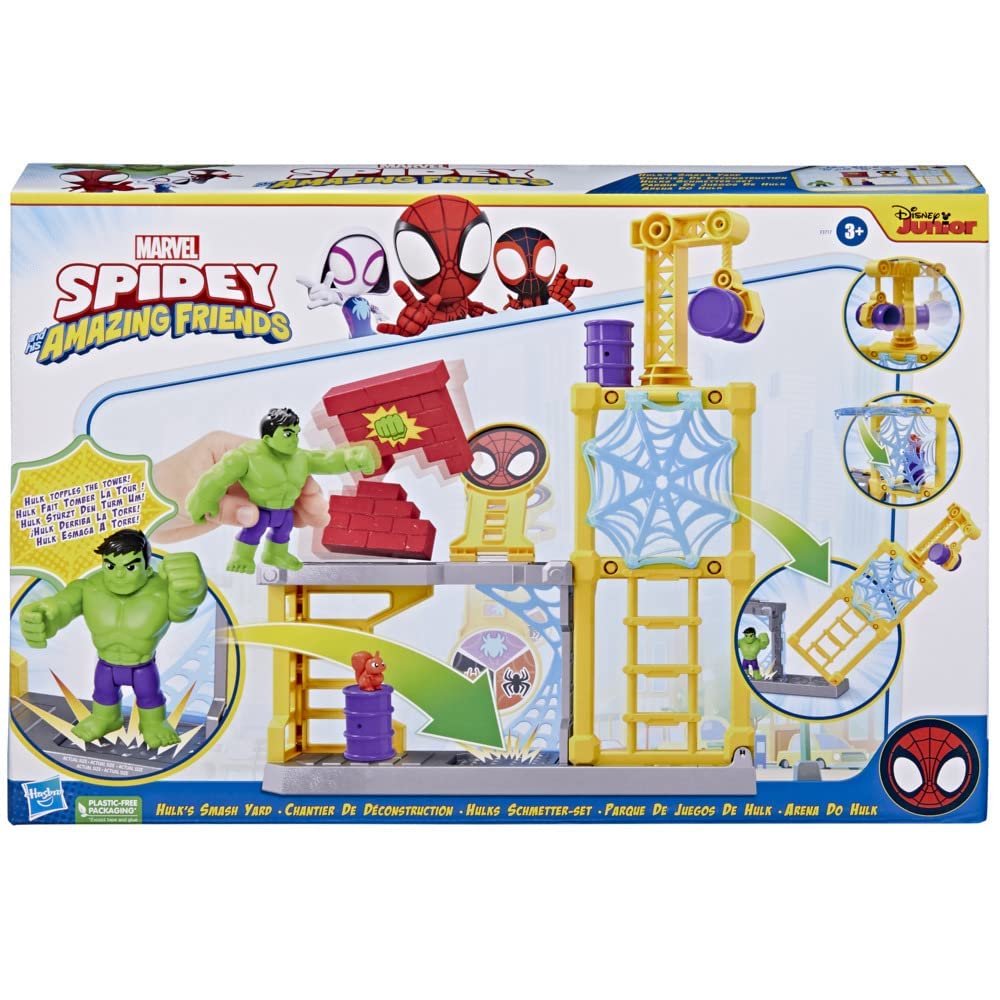 Spidey and His Amazing Friends Hulk’s Smash Yard smash wall promotes tactile, cause-and-effect fun