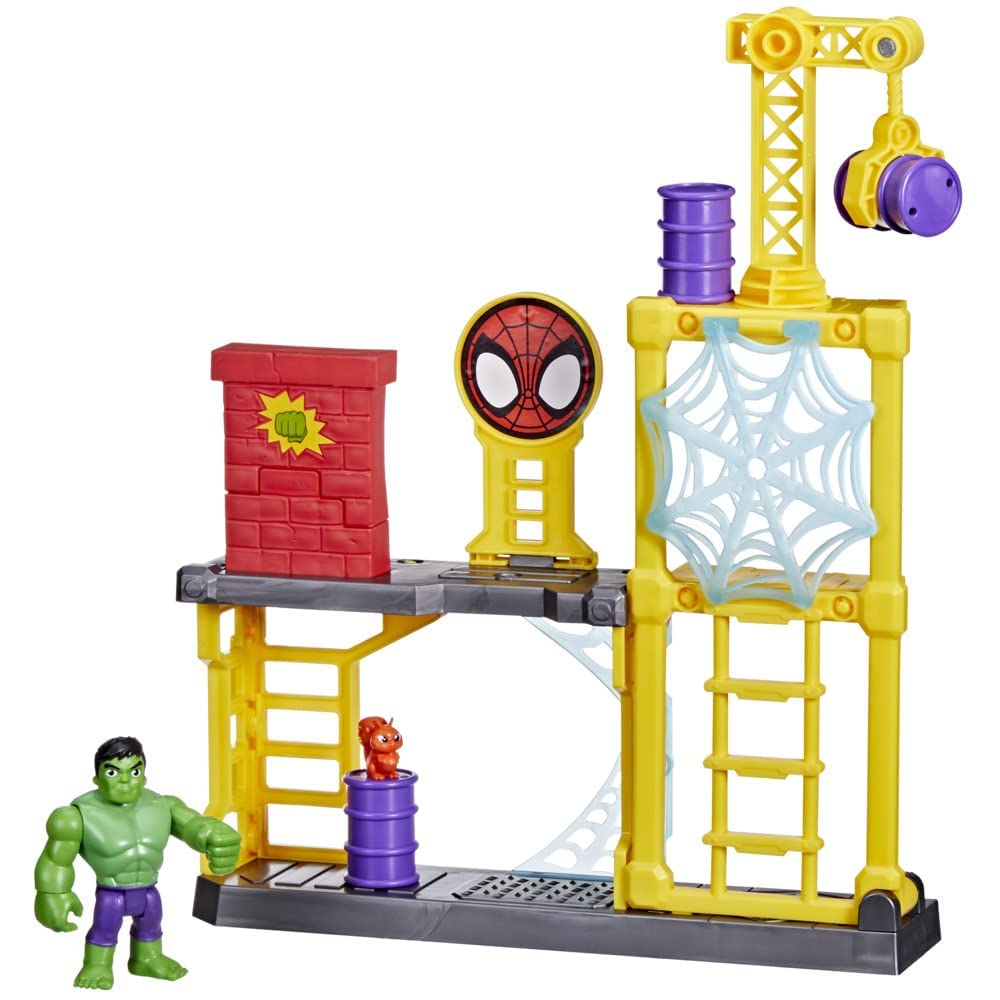 Spidey and His Amazing Friends Hulk’s Smash Yard toppling tower promotes imaginative, action-filled play