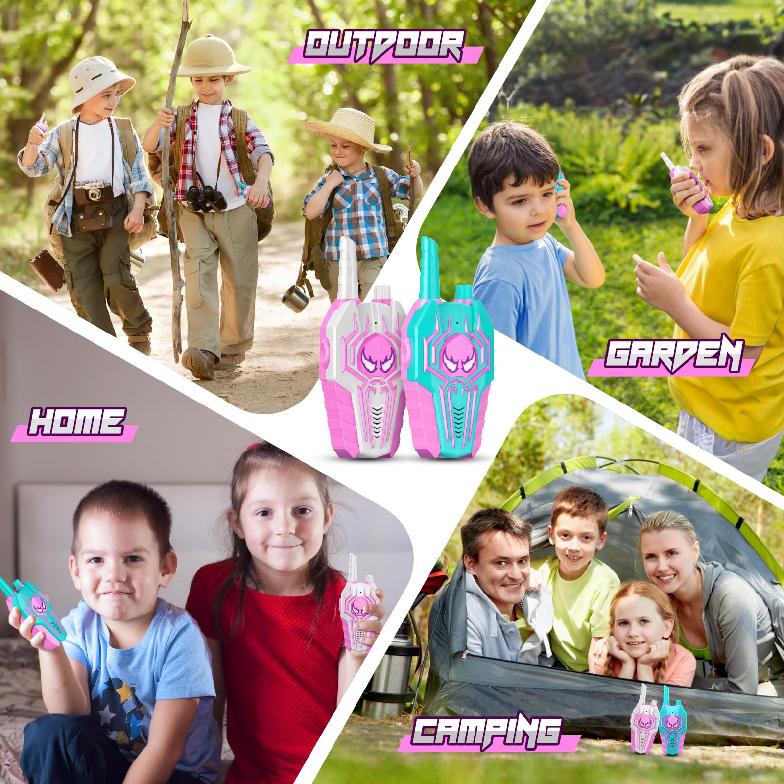Spidolapse ergonomic walkie talkies with one-handed use for kids.