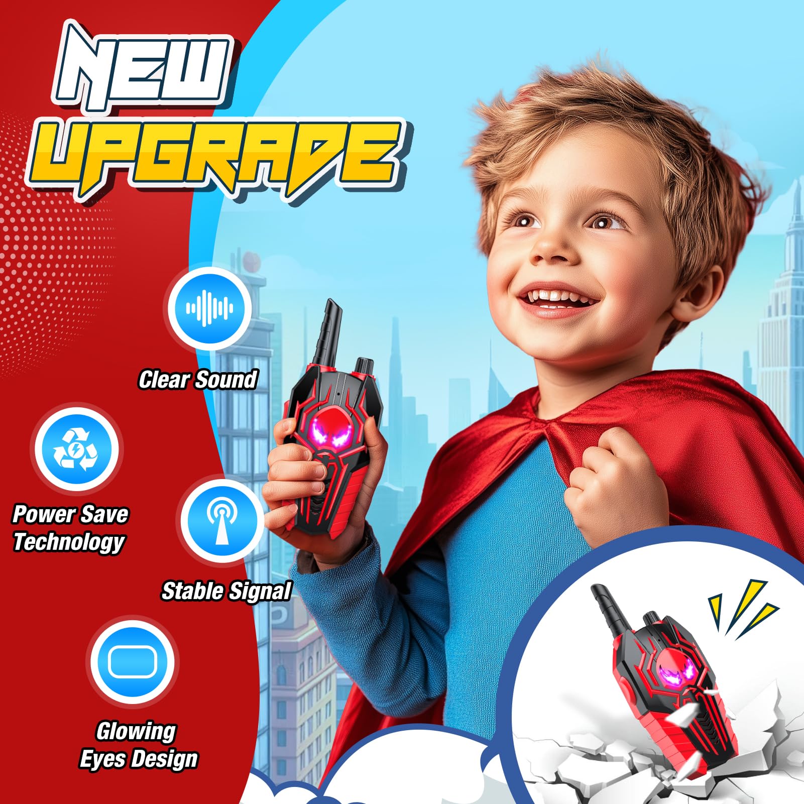 Spidolapse kids' walkie talkies feature ergonomic design for small hands during adventures.