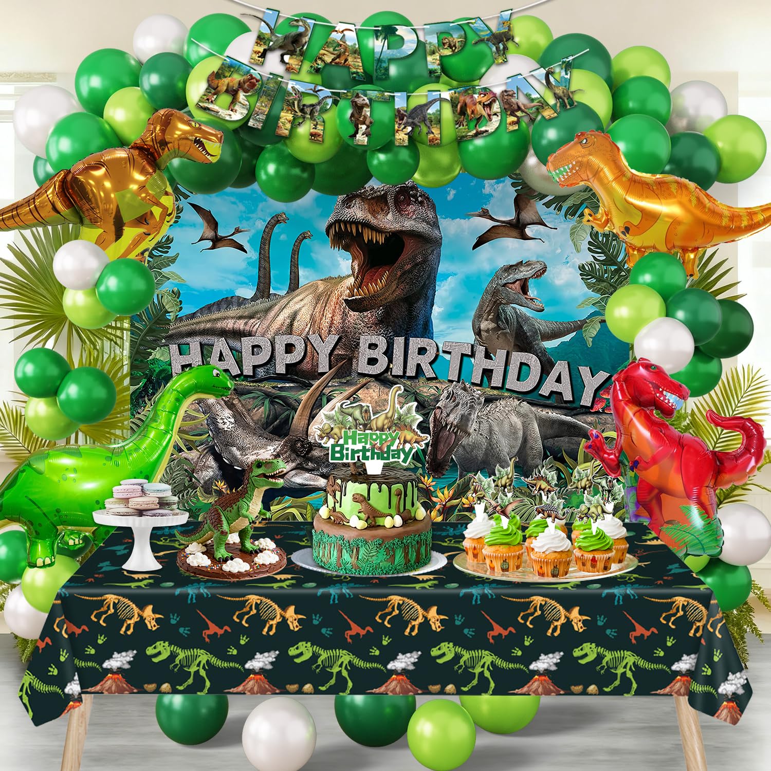 SPIGHTDEX dinosaur backdrop for a vivid birthday party scene