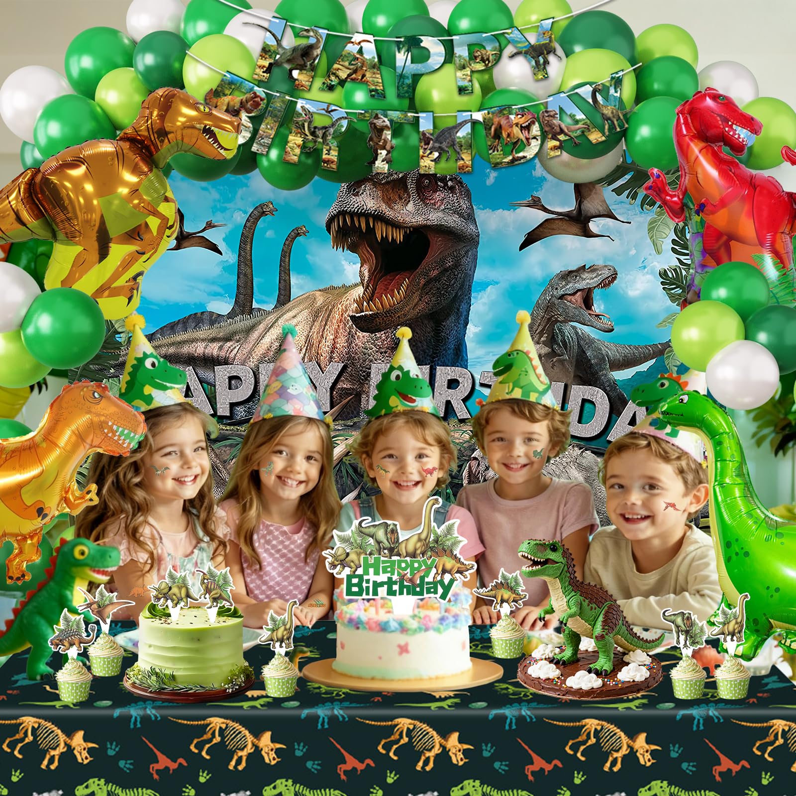 SPIGHTDEX dinosaur balloons arch welcomes guests with color