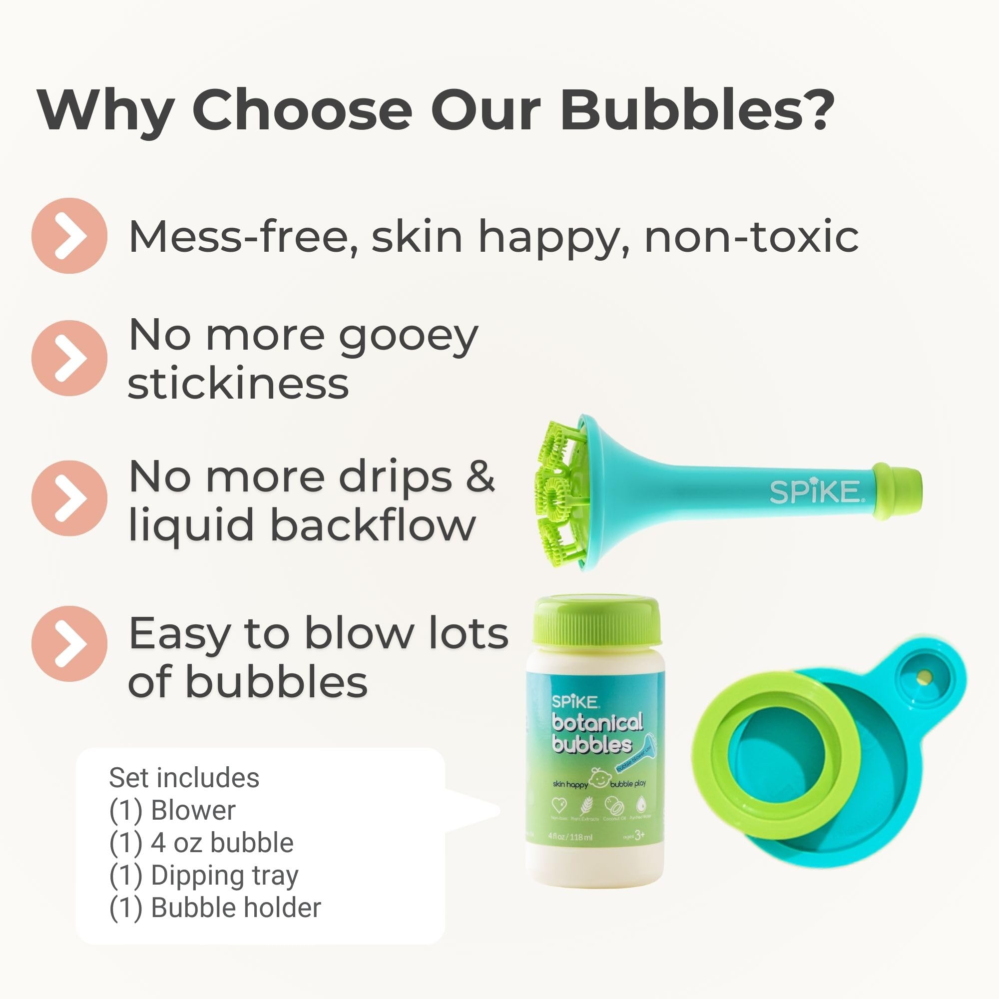 SPIKE botanical bubble solution close-up for skin-friendly bubbles