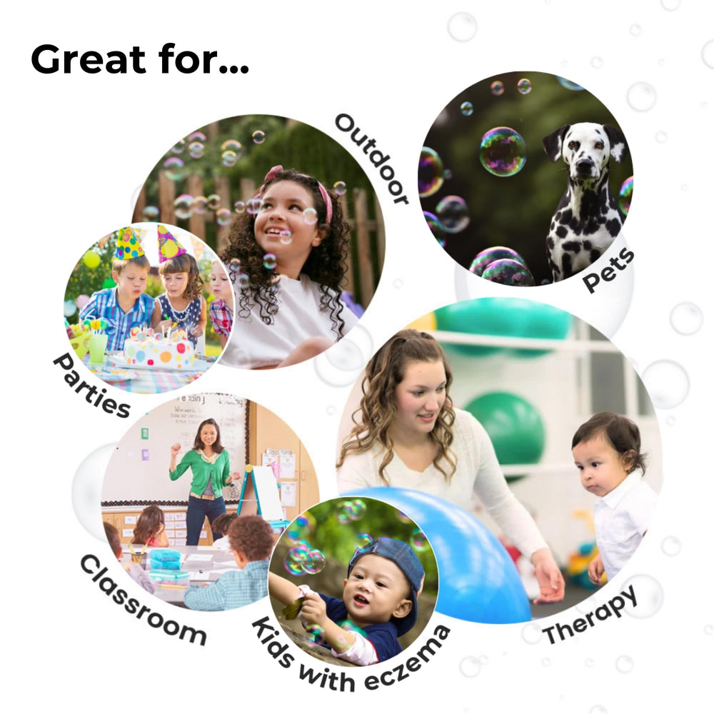 SPIKE Innobaby bubble solution pour enables mess-free play and quick cleanup.