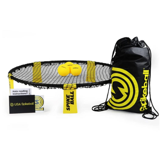 Spikeball 3-Ball Roundnet net setup quickly on grass for backyard play.