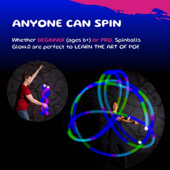 SPIN BALLS Glow.0 double-loop handles provide stable control.