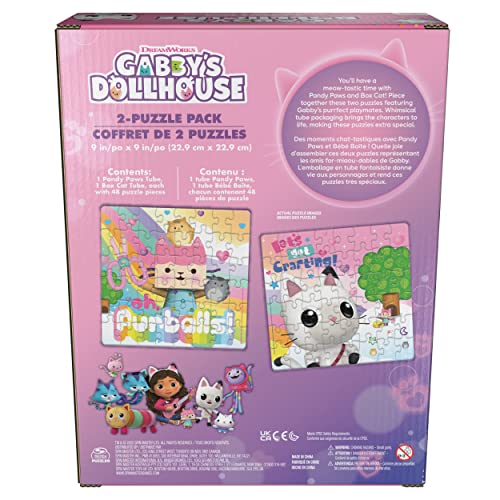 Spin Master Box Cat tube includes two 48-piece puzzles for hands-on play.