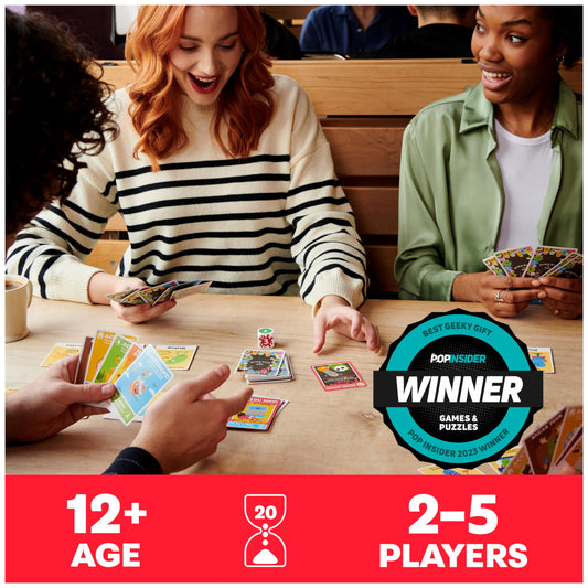 Dumb Ways to Die card deck spread highlights colorful game cards