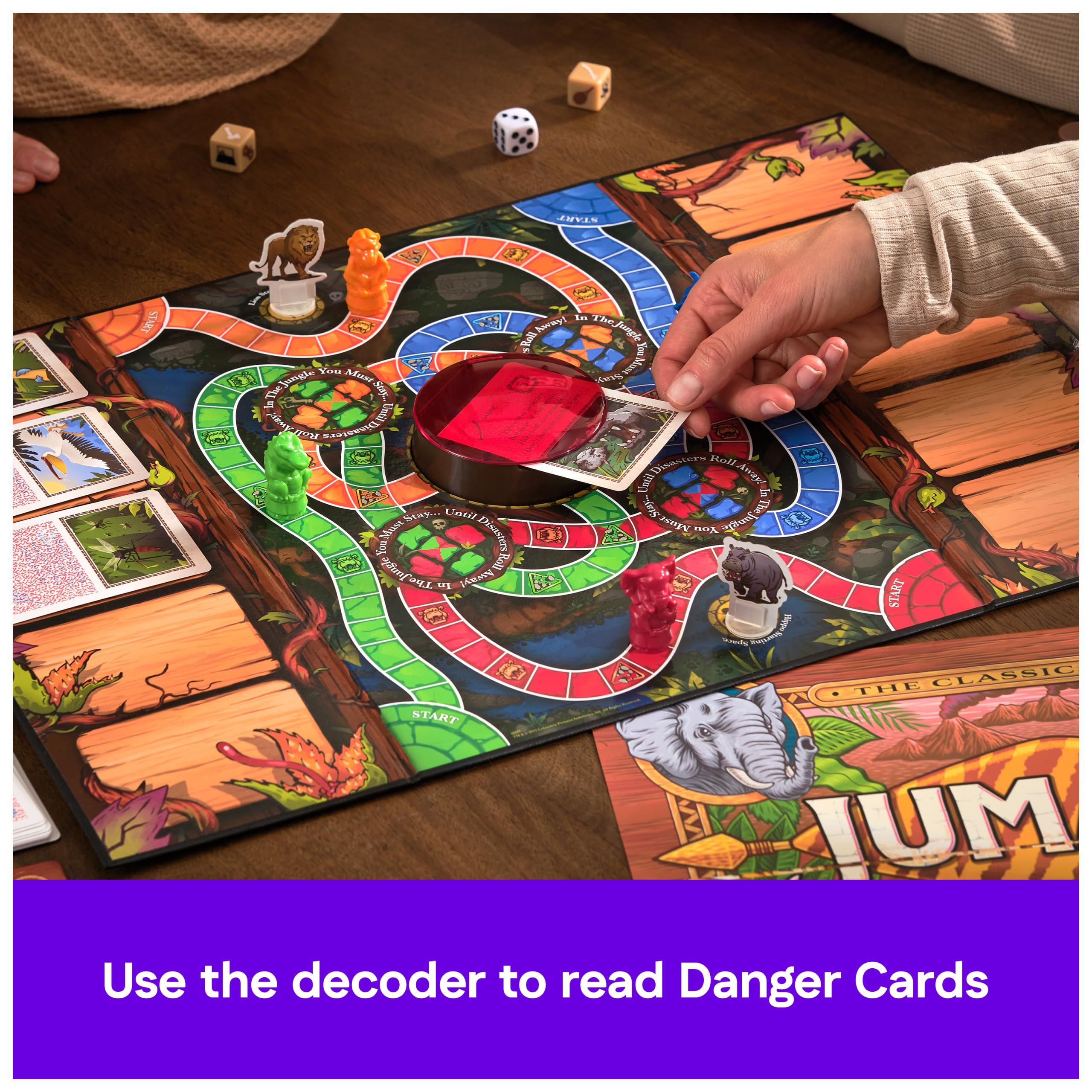 Spin Master Games Jumanji mover stands keep pieces upright during setup.