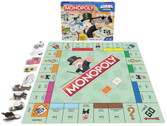 Spin Master Games Monopoly Giant Edition board shows an oversized layout for active family play.