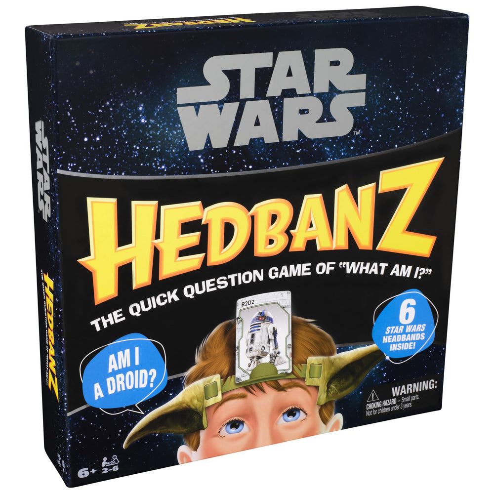 Box contents of Star Wars Hedbanz ready for instant family play.