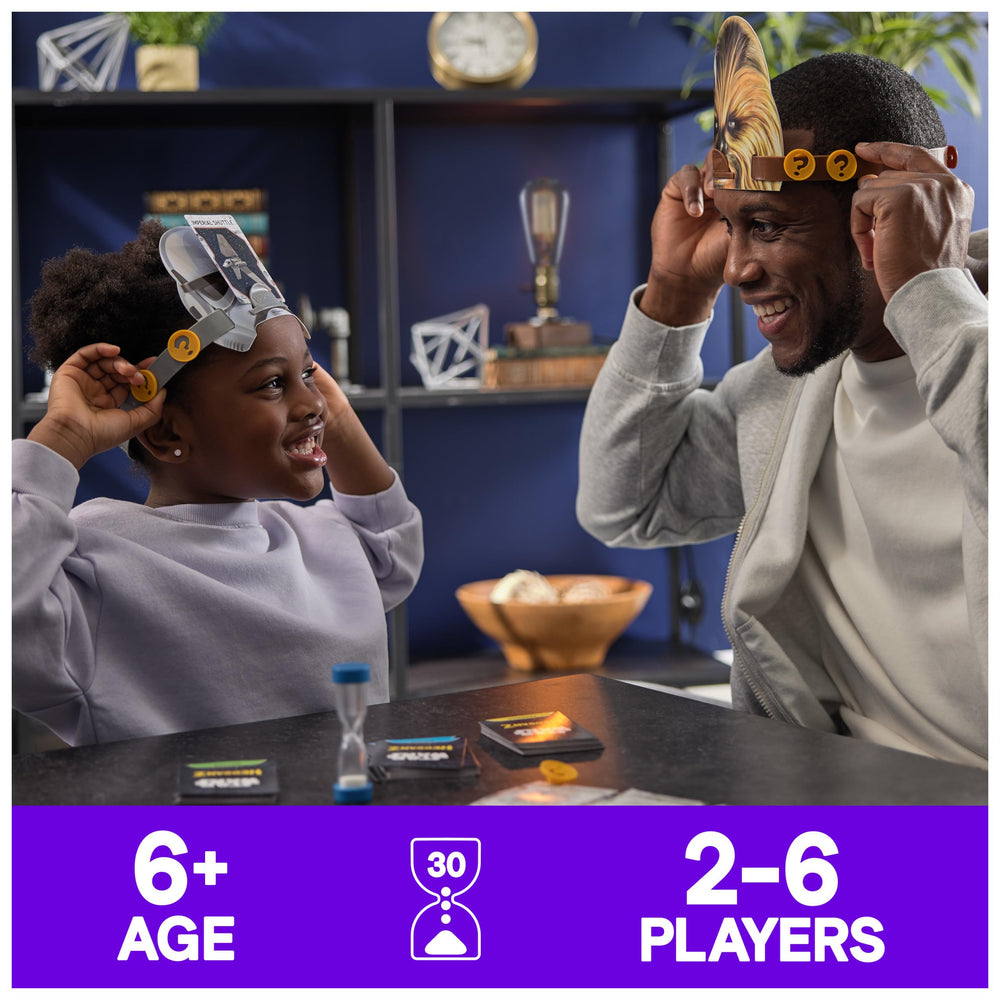 Star Wars Hedbanz headplates from Spin Master Games enable quick setup and clear roles.