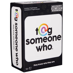 Spin Master Tag Someone Who meme cards invite group laughter during party night.