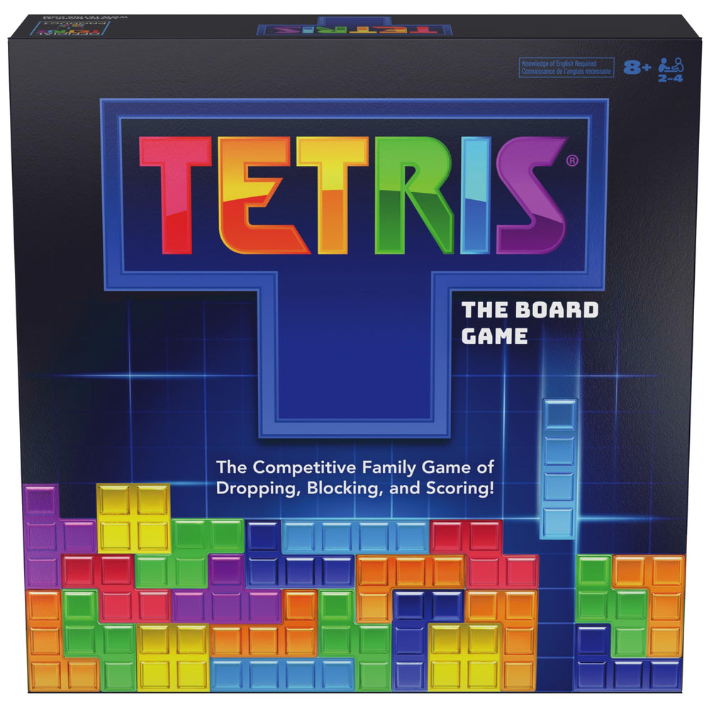 Spin Master Games Tetris board game setup with grid and pieces