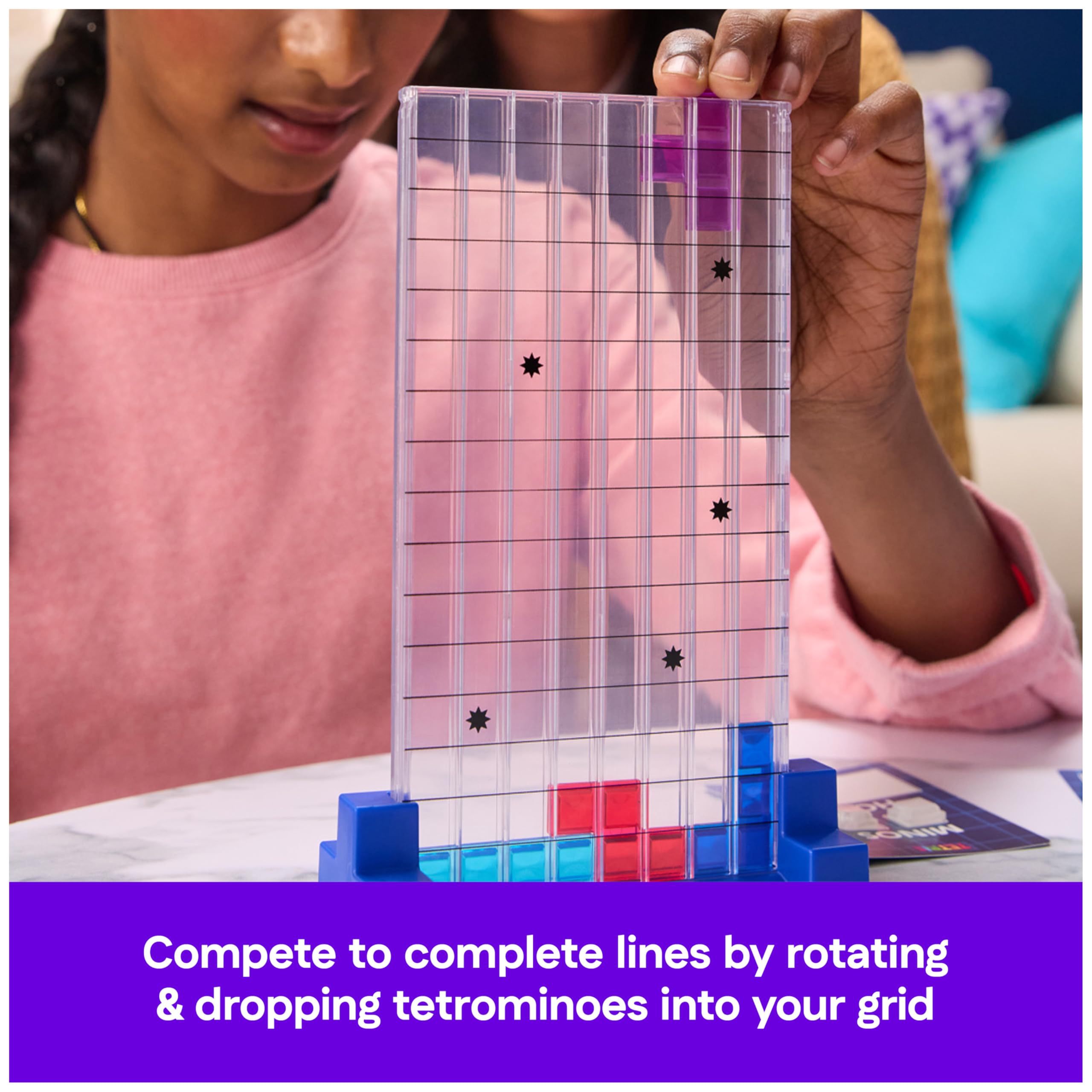 Spin Master Games Tetris garbage drop action on the grid