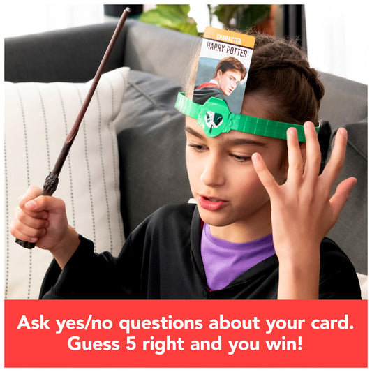 Hedbanz cards set features 80 cards to challenge Harry Potter knowledge and spark conversation.