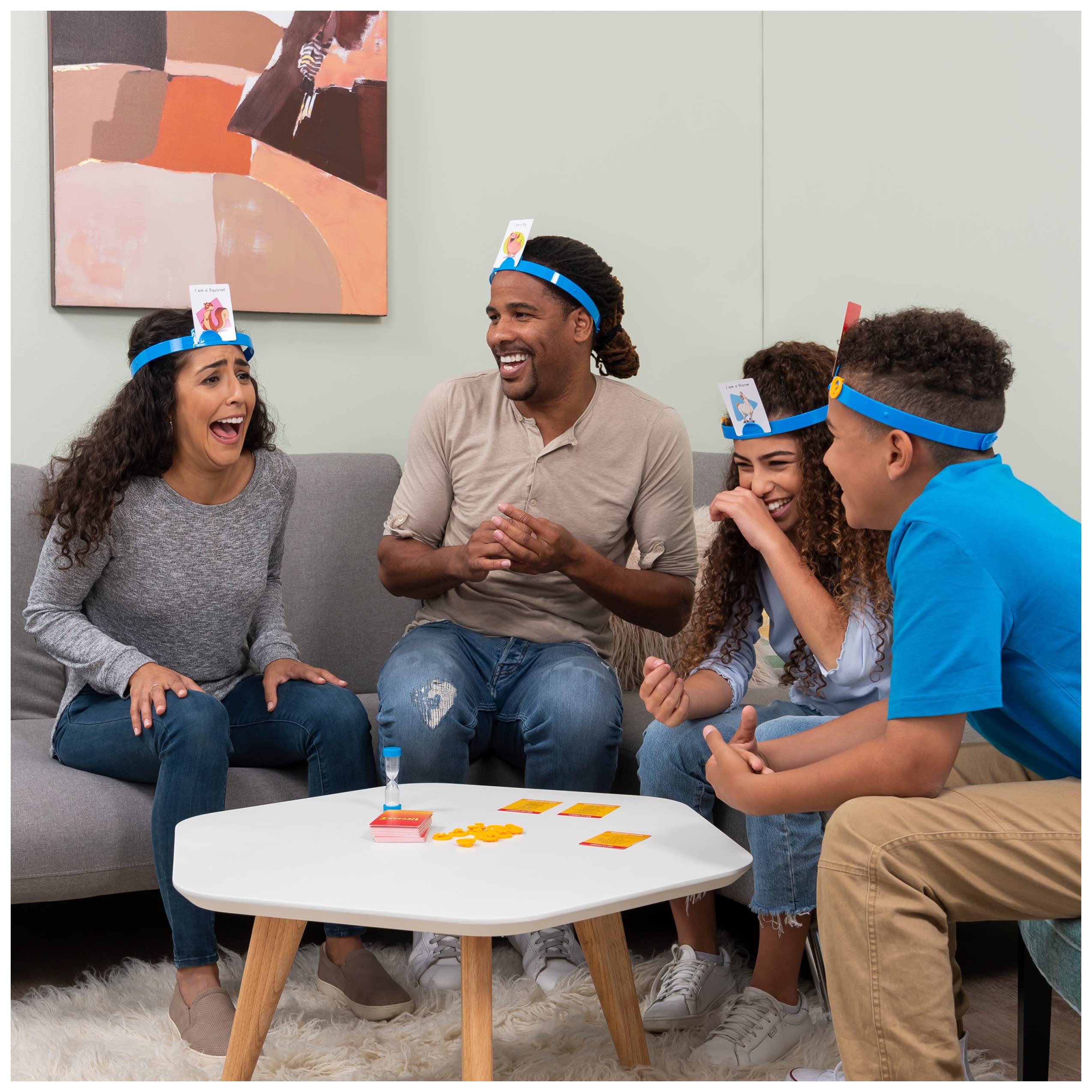 Hedbanz timer in action speeds rounds and builds excitement