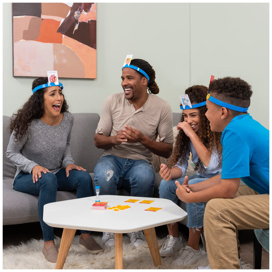 Hedbanz timer in action speeds rounds and builds excitement