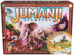 Spin Master Jumanji Stampede board setup promotes cooperative play at home.