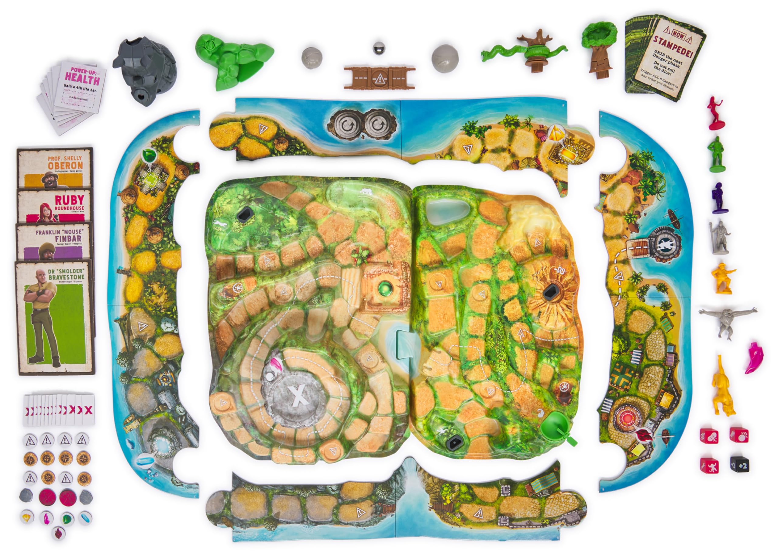 Spin Master Jumanji Stampede tokens track crystals and progress.