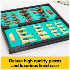 Spin Master Legacy Deluxe wooden board open with playing surface visible.