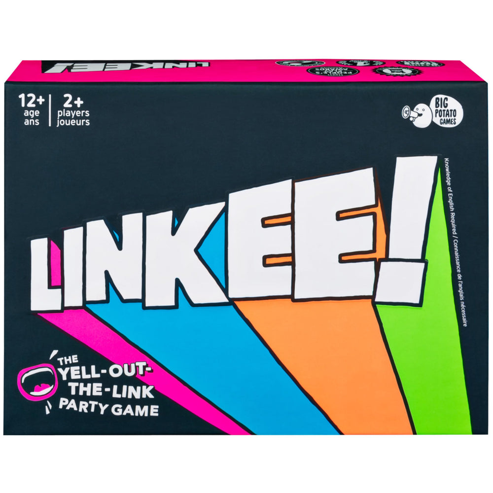 Spin Master Linkee in action at a party, waving goodbye to boring quizzes.