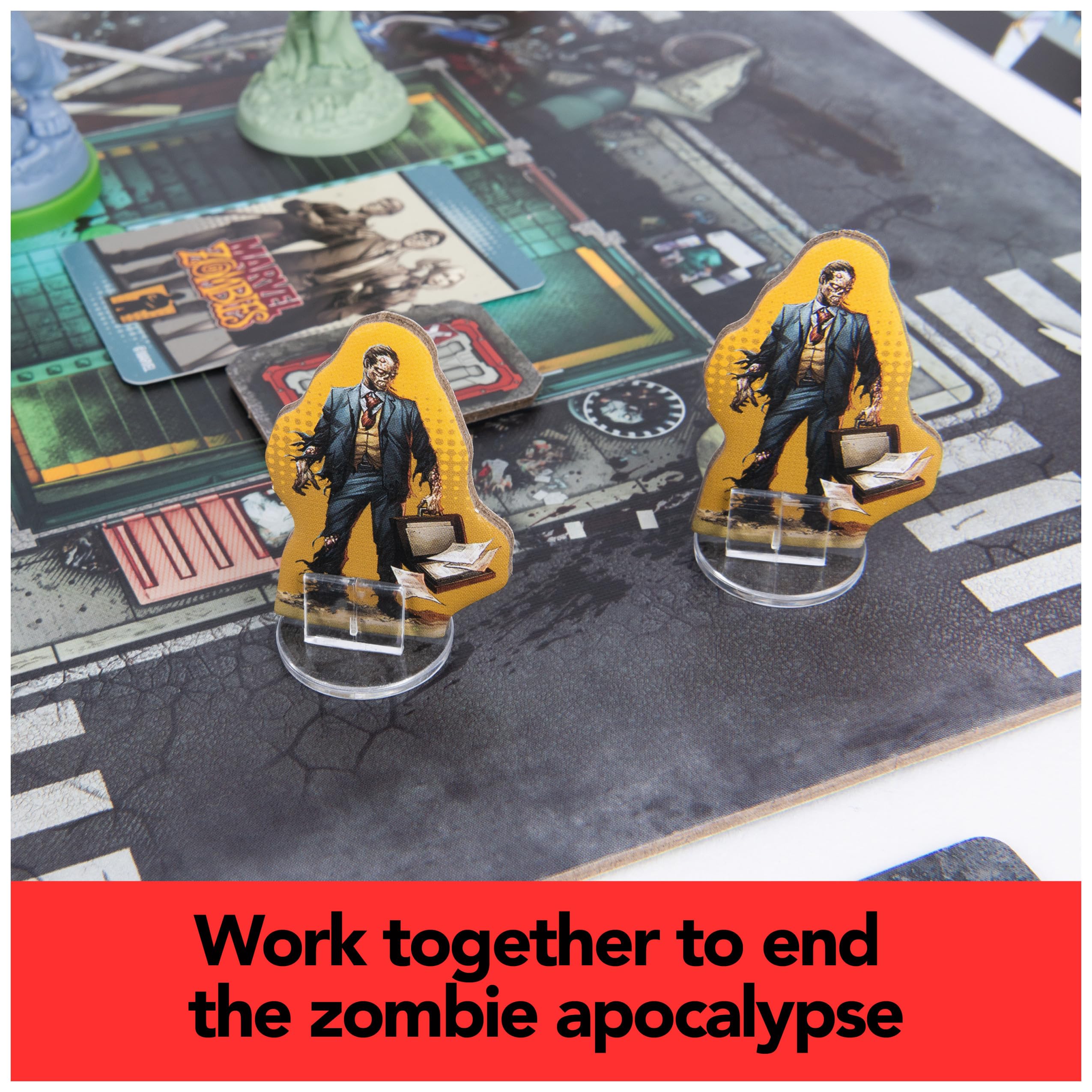 Spin Master Marvel Zombies: Heroes’ Resistance bystander standee enhances mission variety.