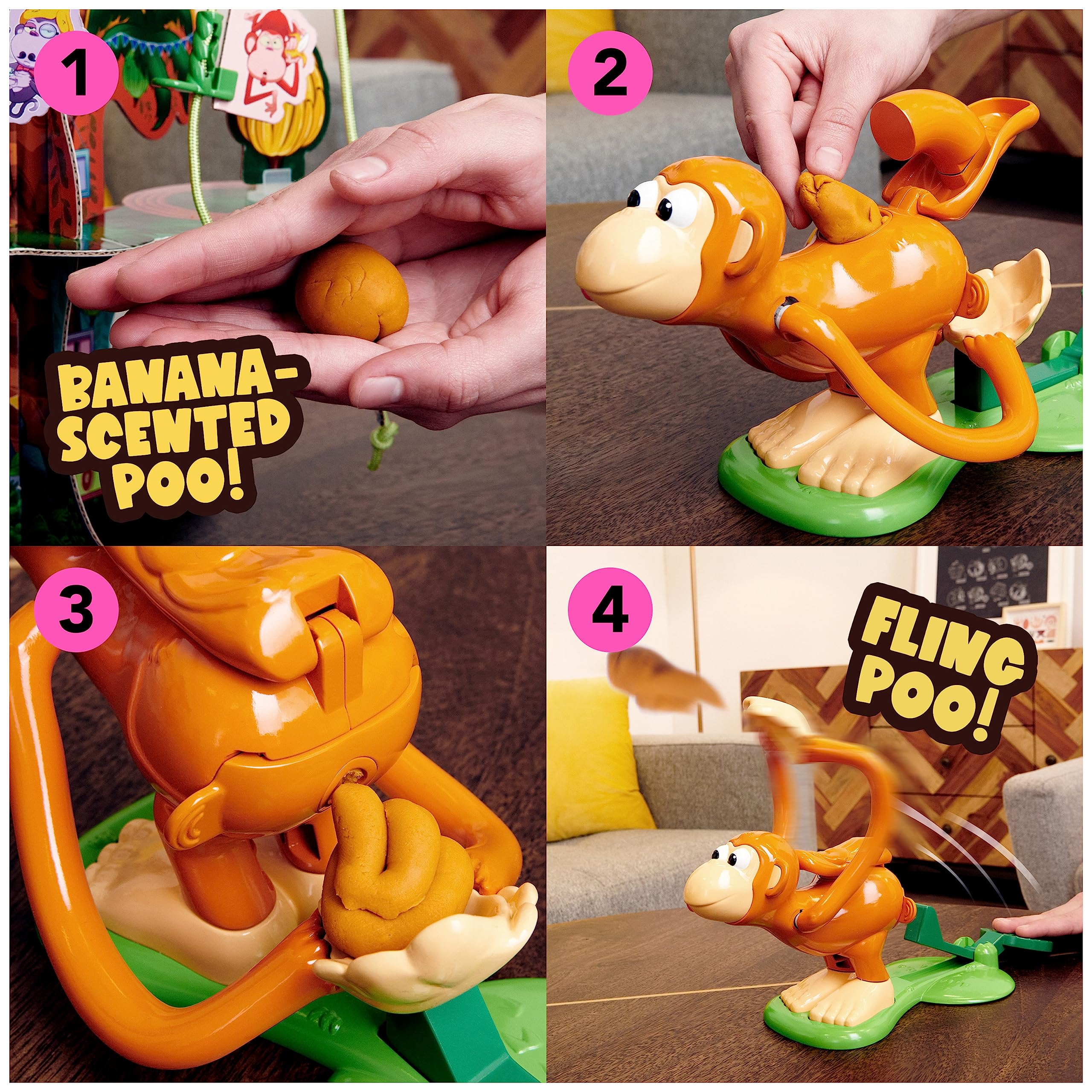 Spin Master Monkey See Monkey Poo banana token rewards during rounds.