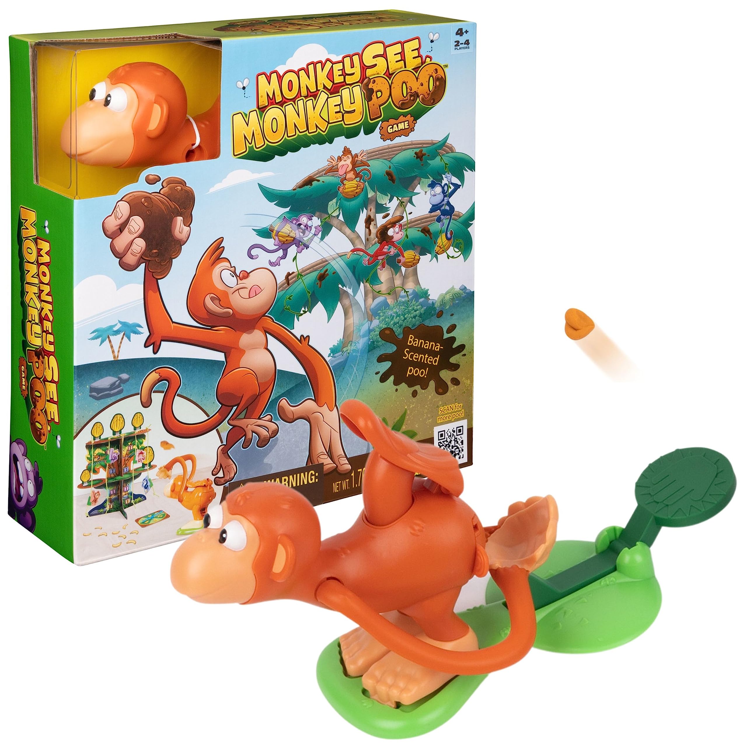 Spin Master Monkey See Monkey Poo flinger load shows quick setup for family game night.