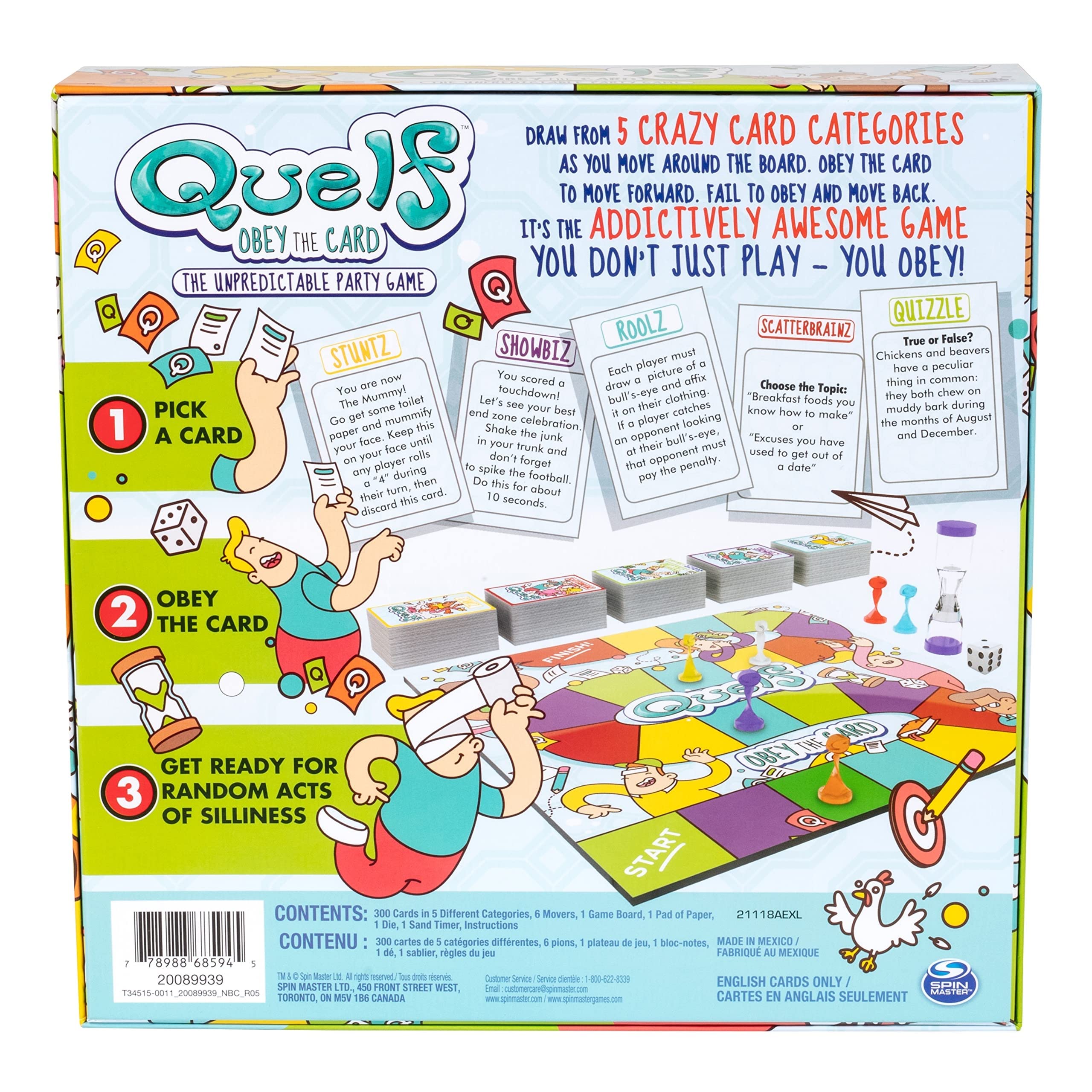 Spin Master Quelf sand timer to pace challenges.