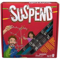 Spin Master Suspend balance setup demonstrates one-handed placement and careful balance.