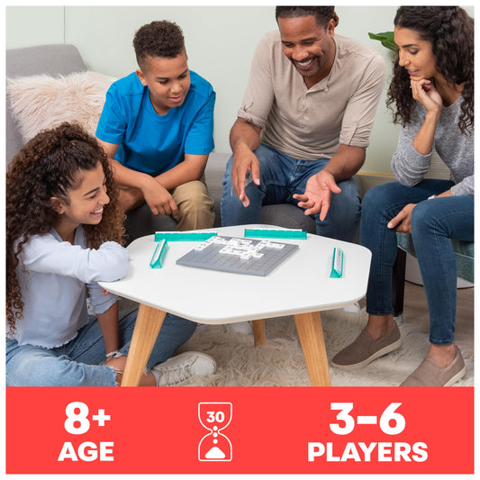 Spin Master Upwords letter tiles arranged for fast, creative wordplay sessions.
