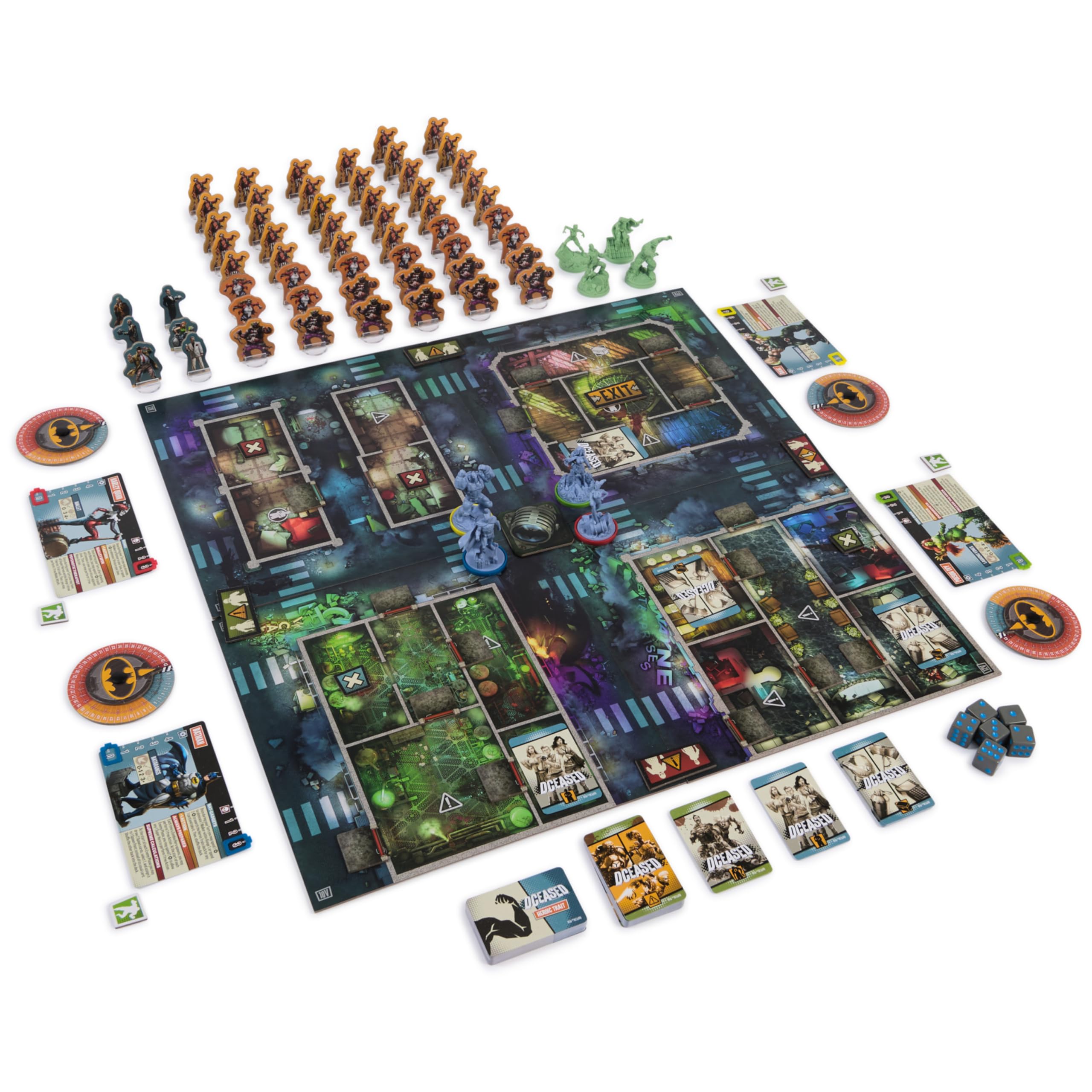 Spin Master DCeased zombie hero pieces for tense challenges.