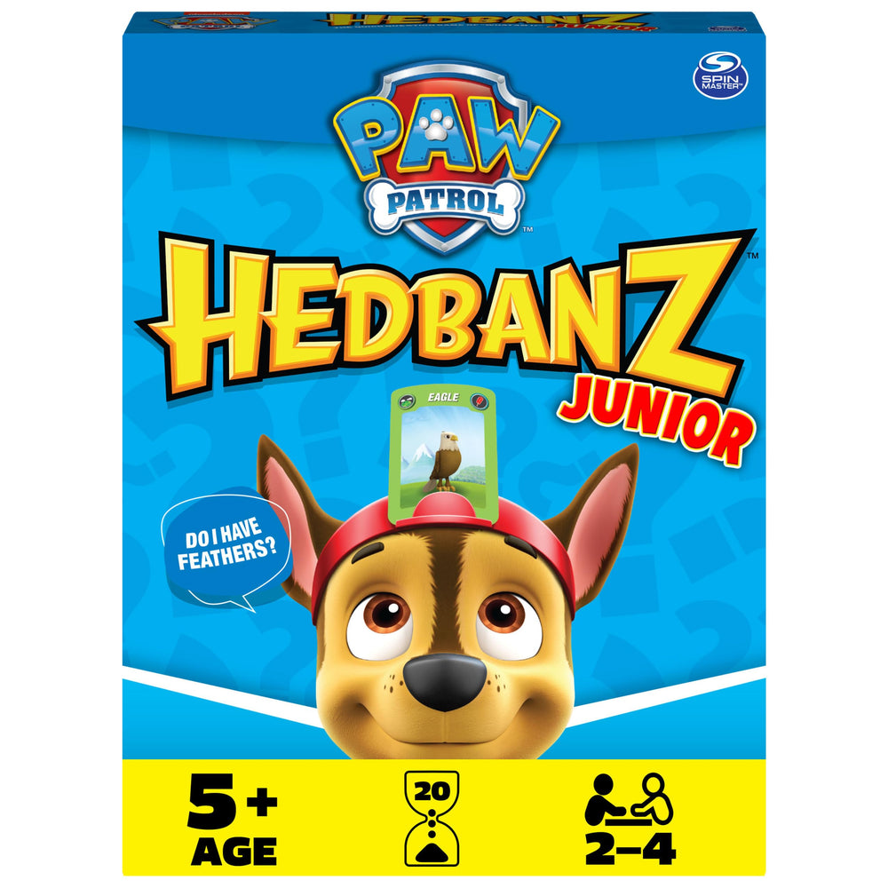 Spin Master HedBanz PAW Patrol box front for quick setup and gift appeal