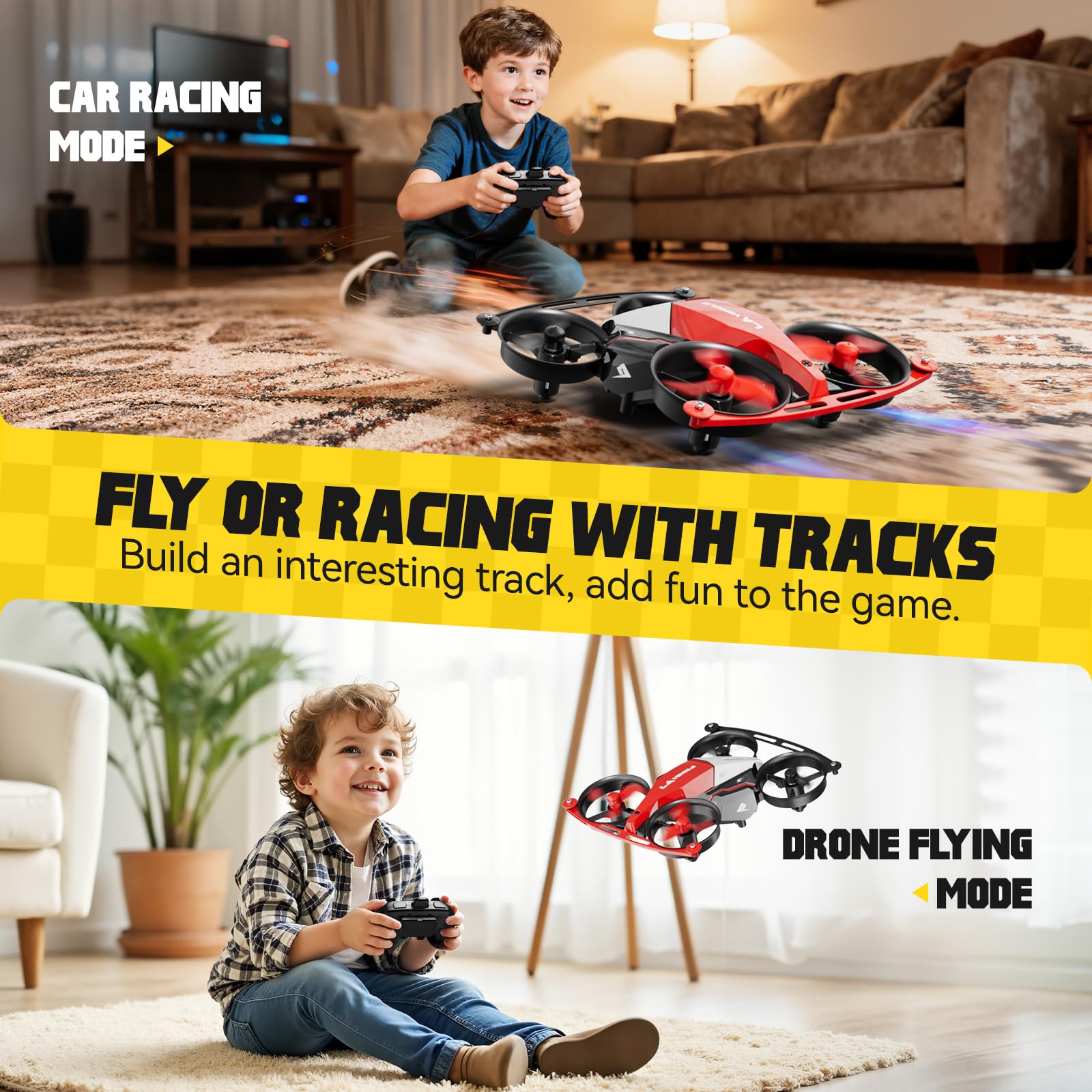 Spinorbitor bounce mode helps dodge obstacles during backyard races.