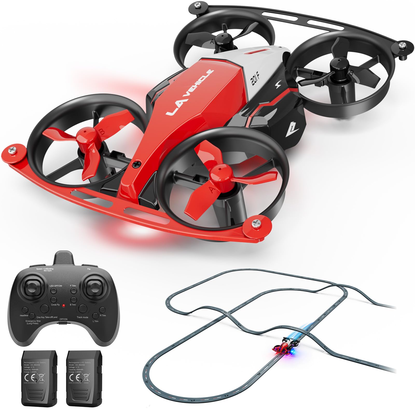 Spinorbitor dual-mode drone flying car mode for indoor play and imagination.