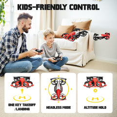 Spinorbitor kid-friendly controls with one-key takeoff/land and altitude hold.