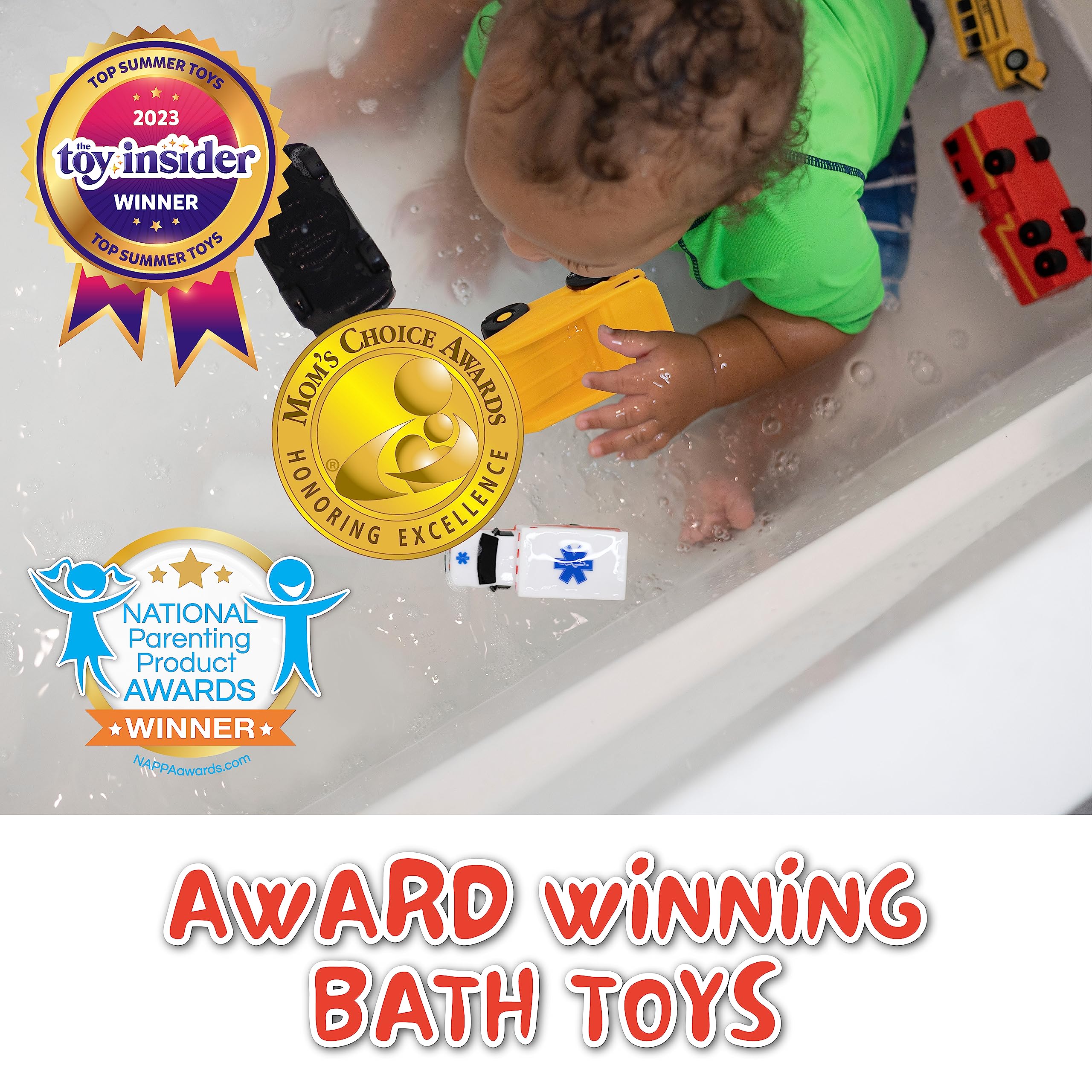 SplashEZ 6-pack bath toy set offers versatile tub play and gift-ready fun.