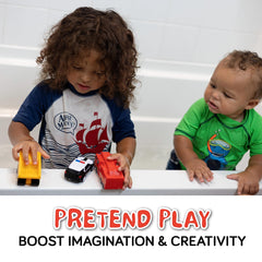 SplashEZ dump truck bath toy withstands splashes while staying hole-free.