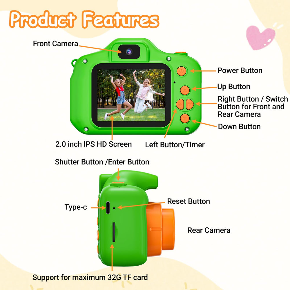 SplashNSpray Kids Camera bundle contents including memory card and manual