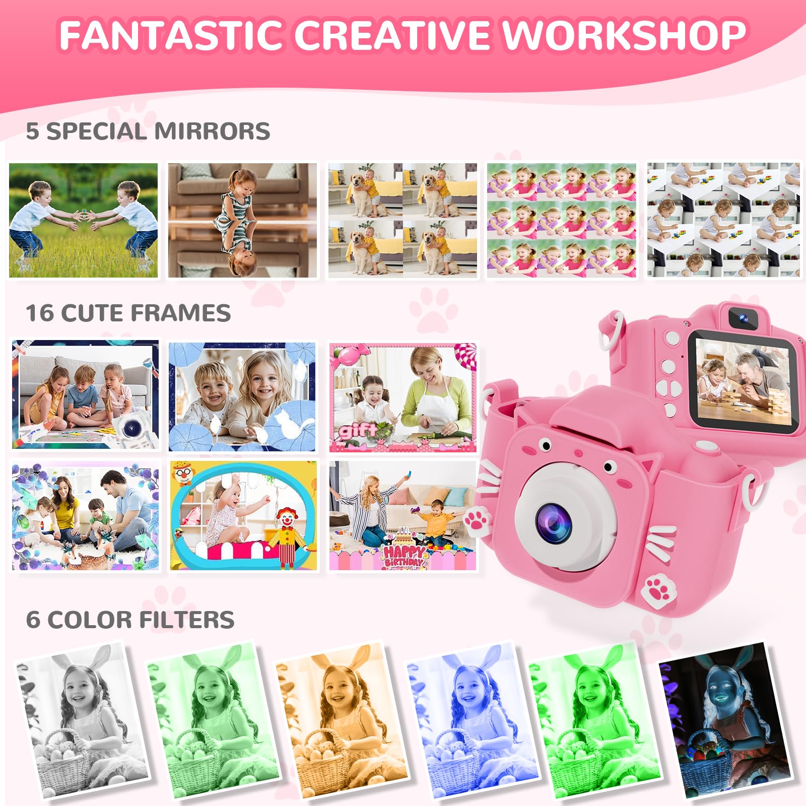 SplashNSpray camera with multi-frame and filters adds playful frames.
